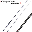 Major Craft Ceana Spinning Rod, black with blue accents and branding, displayed with a graphite label and a 'Best Price' tag.