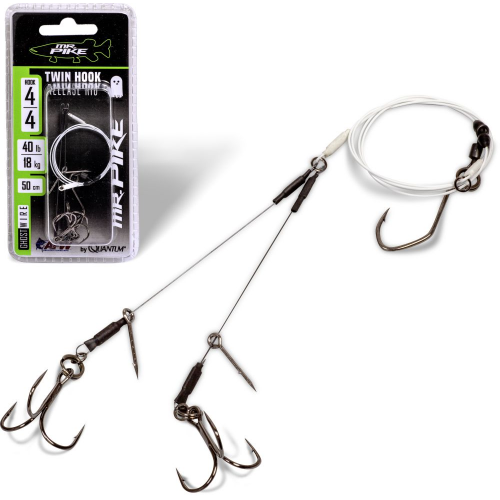 Quantum Mr. Pike Ghost Traces Twin Hook-Release-Rig white 50cm 1pcs