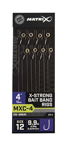 Matrix MXC-4 XStrong Bait Band Rigs Barbless 10cm/4ins