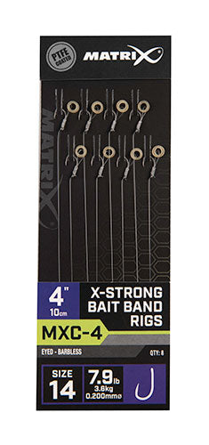 Matrix MXC-4 XStrong Bait Band Rigs Barbless 10cm/4ins