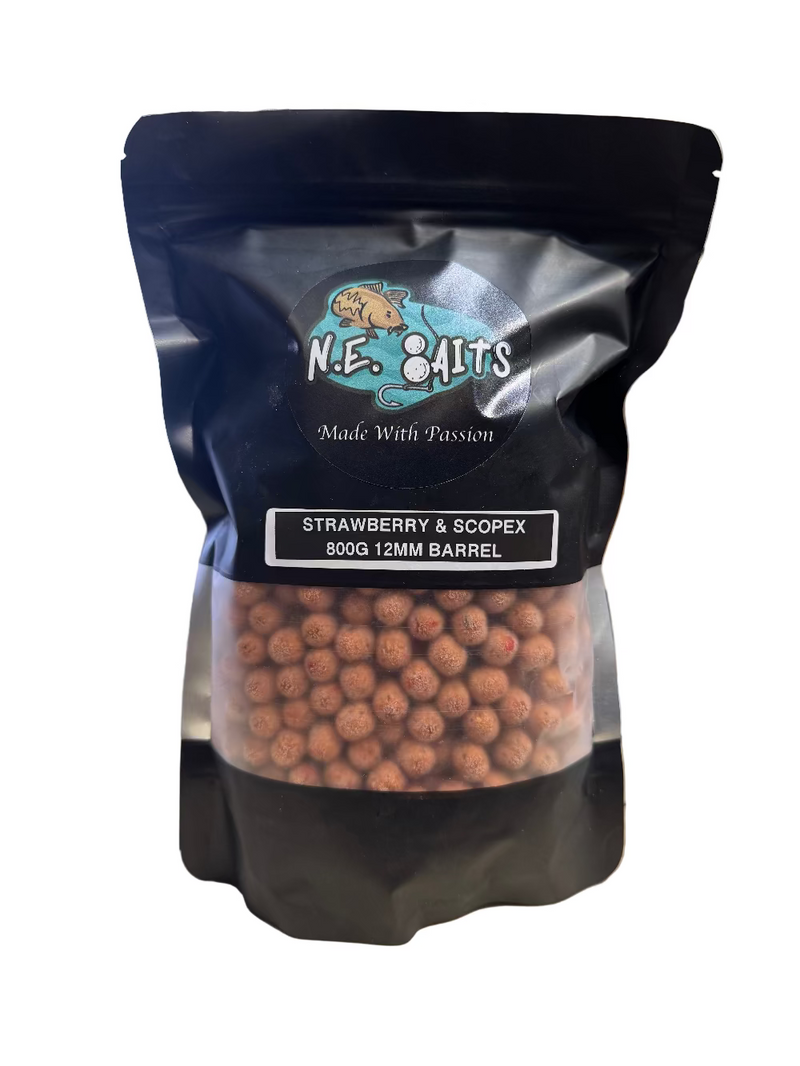 Black package of N.E. Biats with strawberry and scopex flavor.