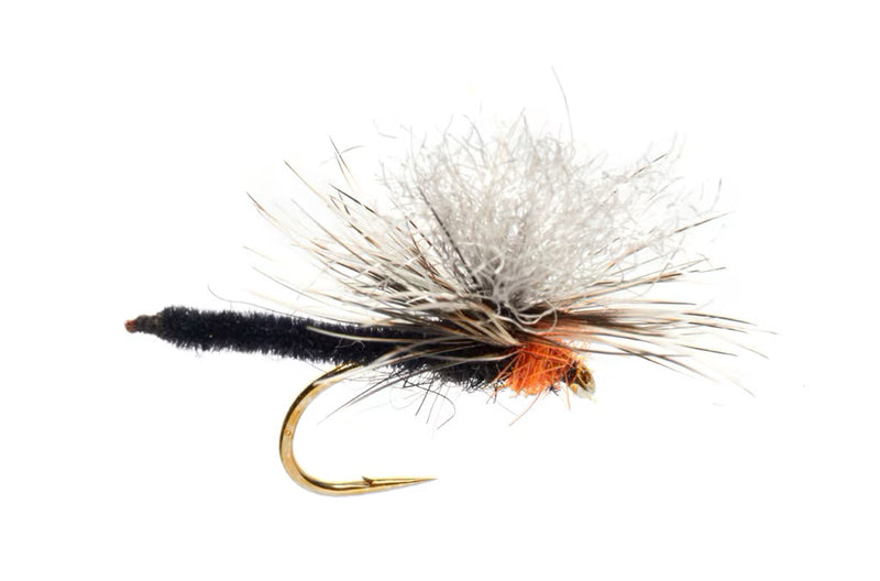 Fulling Mill Jackies Black Palamino Parachute Orange Flies