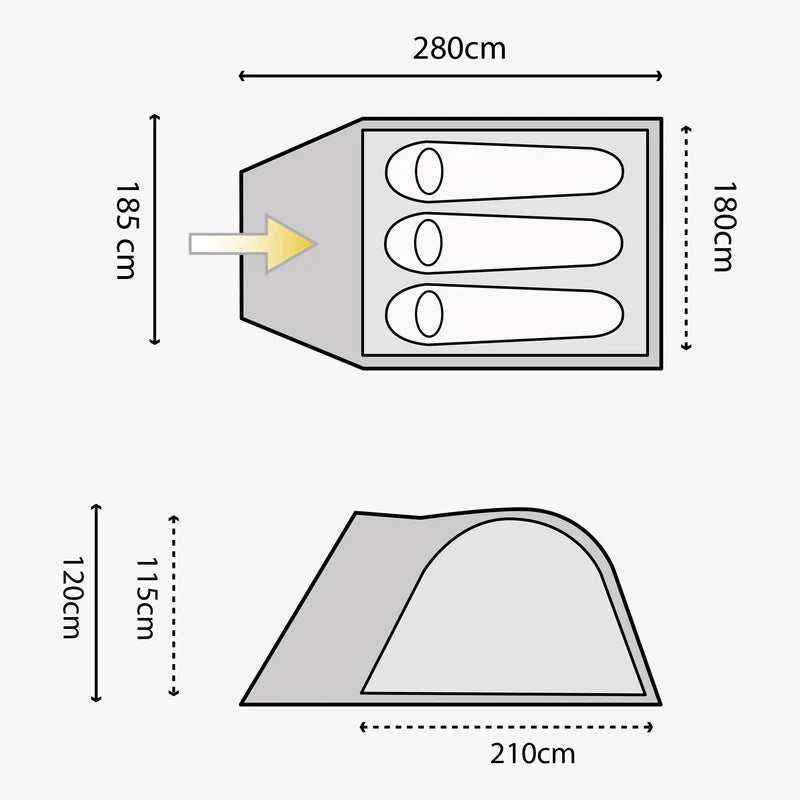 Highlander Juniper 3 Man Dome Tent