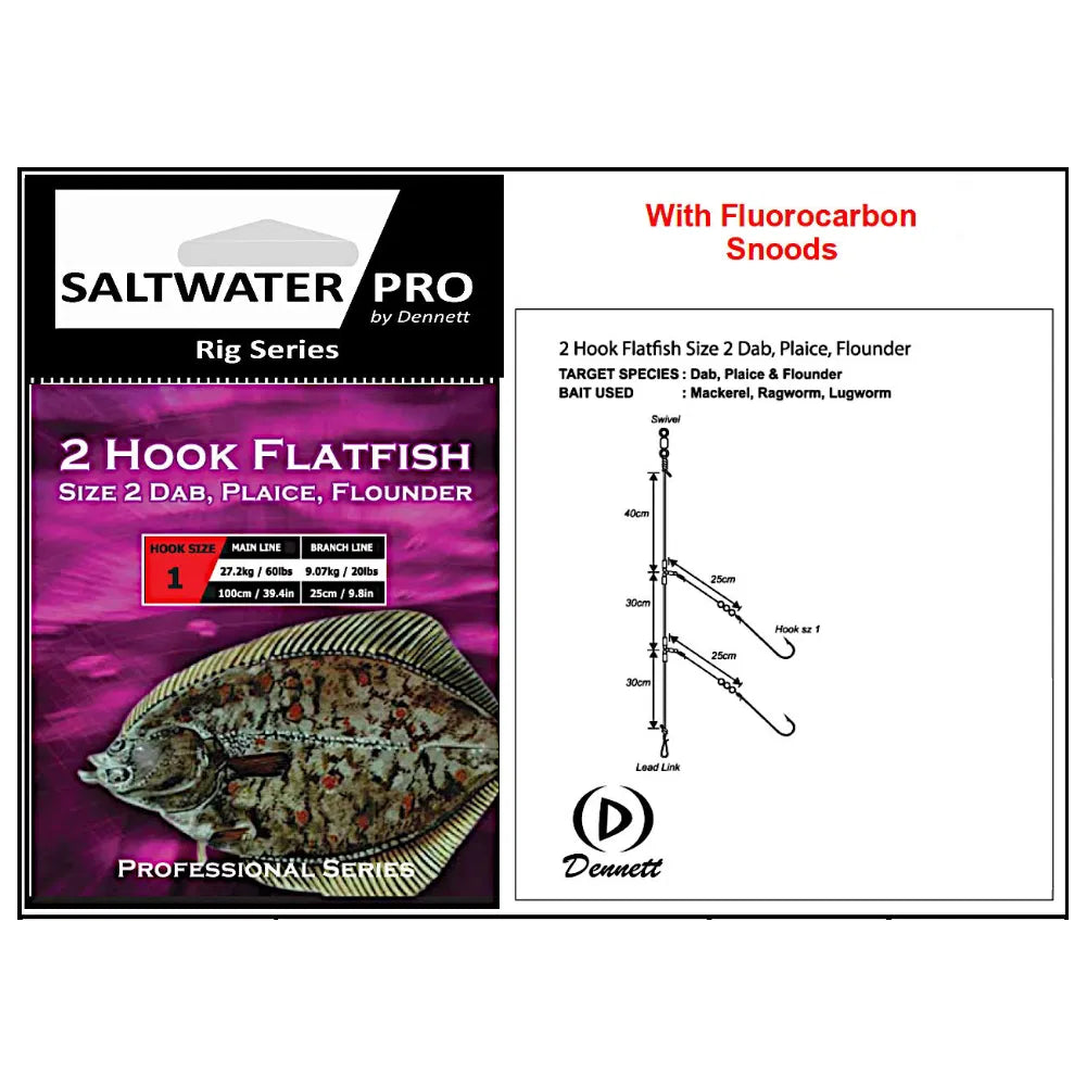 Flatfish Rigs SureCatch Pro Series 2 Hook Flatfish Rig – Pre-Tied Saltwater Rig