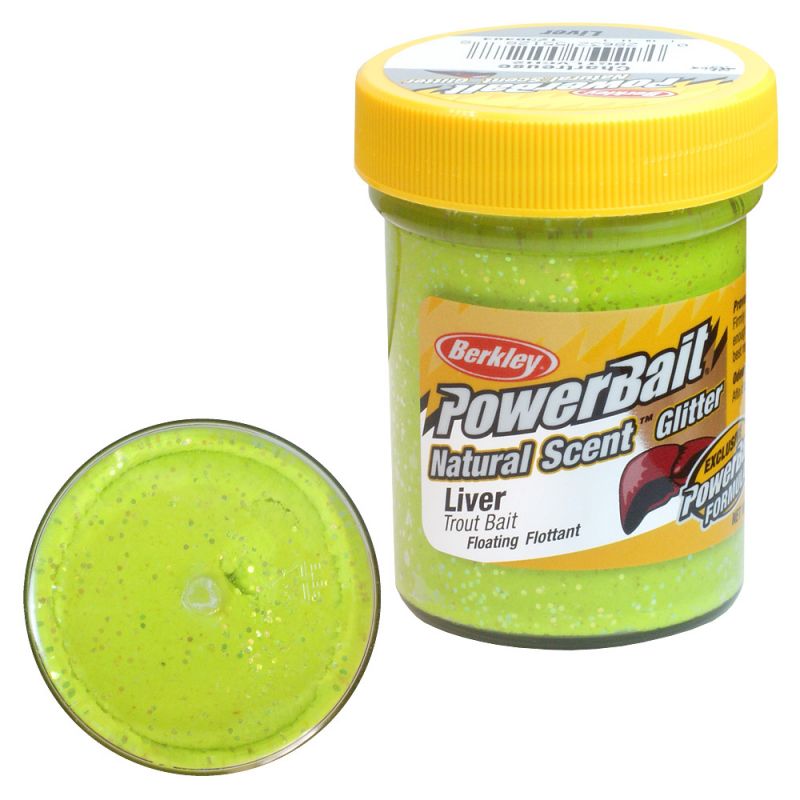 Berkley PowerBait Natural Glitter Trout Bait Liver Chartreuse