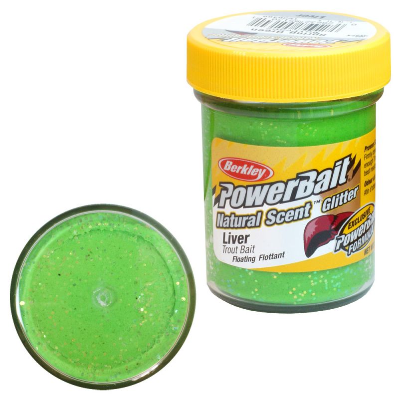 Berkley PowerBait Natural Glitter Trout Bait Liver Spring Green