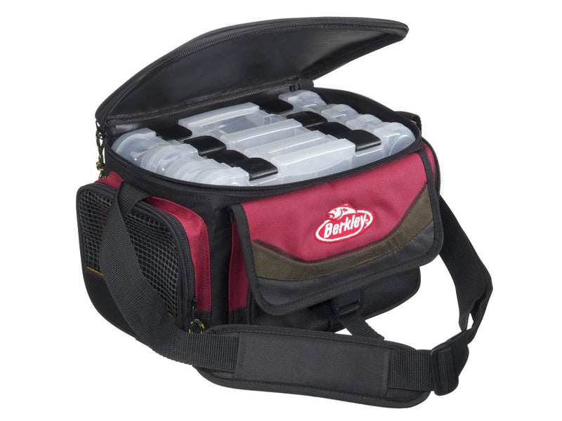 Berkley System Bag Red Black with 4 Bait Boxes