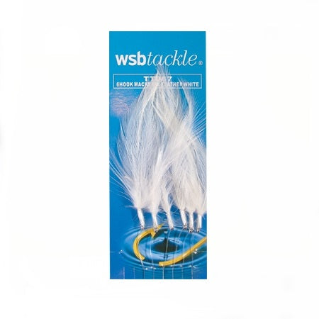 WSB TACKLE MACKEREL FEATHERS WHITE 6 HOOKS