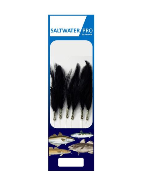 Dennett Saltwater Pro 6 Hook Black Feather Rigs 1/0