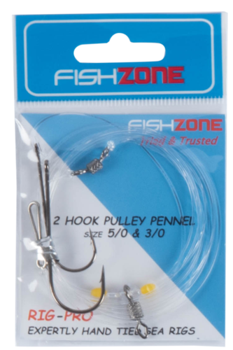 Fishzone 2 Hook Pulley Pennel Size 6/0 & 4/0