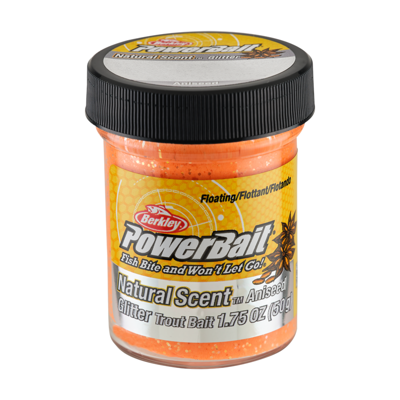 Berkley PowerBait Natural Glitter Floating Trout Bait Aniseed Fluorescent Orange