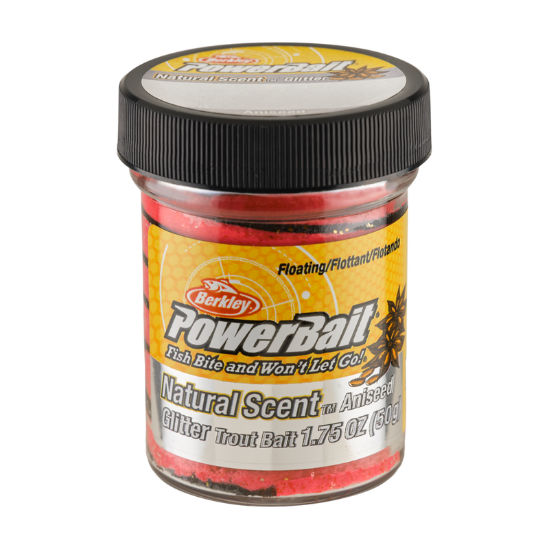 Berkley PowerBait Natural Glitter Floating Trout Bait Aniseed Black Fluo Red