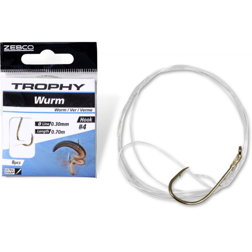 Zebco Trophy Worm Silver Hook-to-Nylon