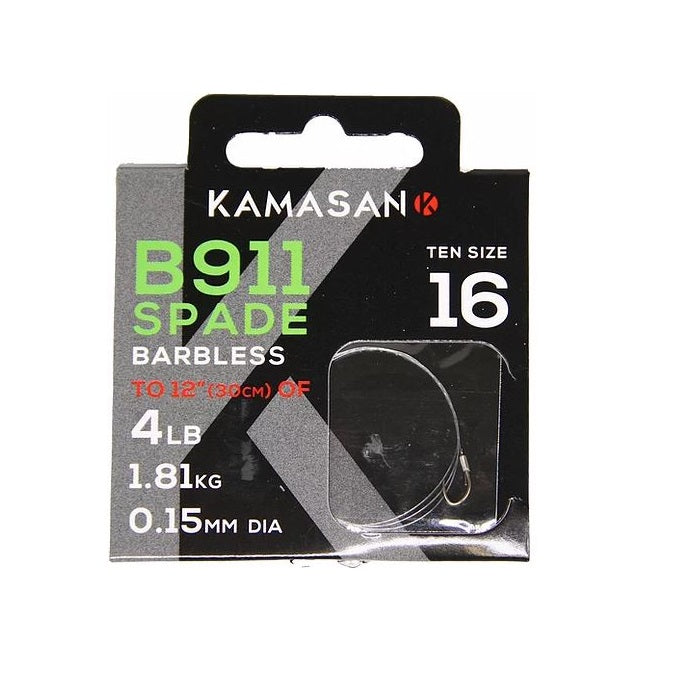 Kamasan B911 Spade Barbless Hook To Nylon